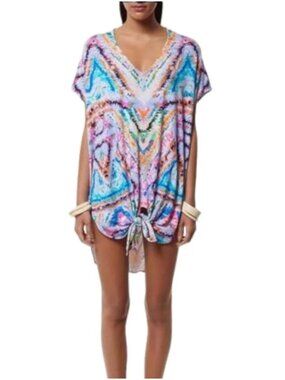 Mara Hoffman Swim Rainbow Caftan Cover-up size XS / S knotted dress high low